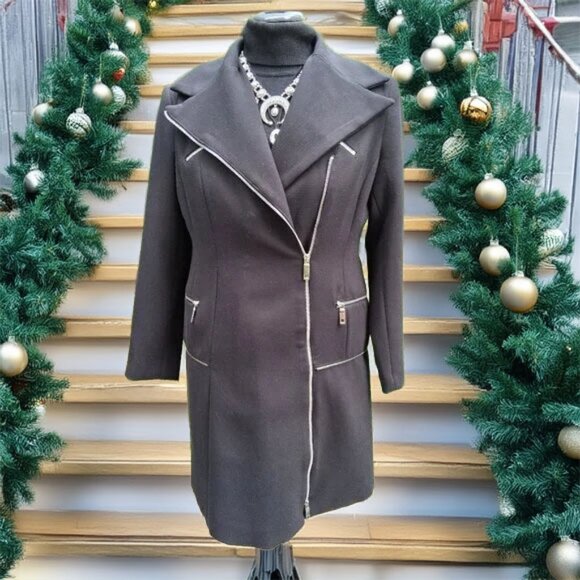 Black Biker Moto Stylish Coat Medium - Picture 1 of 7